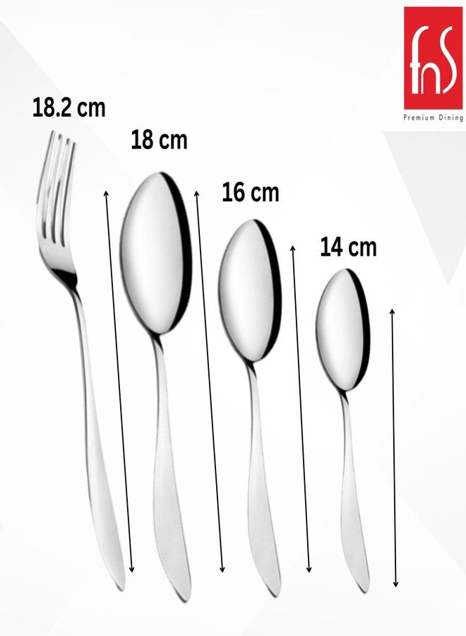 FNS Montavo by FnS Orchid Stainless Steel Cutlery Set with Hanging Stand (6 Dinner Spoons, 6 Dinner Forks, 6 Teaspoons, 6 Baby Spoons and 1 Cutlery Stand) - Image 3